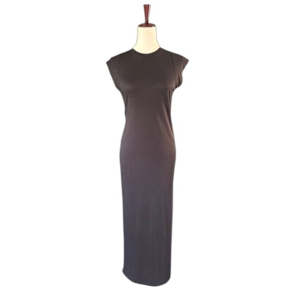 Frame Le Muscle Black Dress Organic Cotton Cap Sleeve Side Slit Maxi Small EUC - Picture 4 of 14